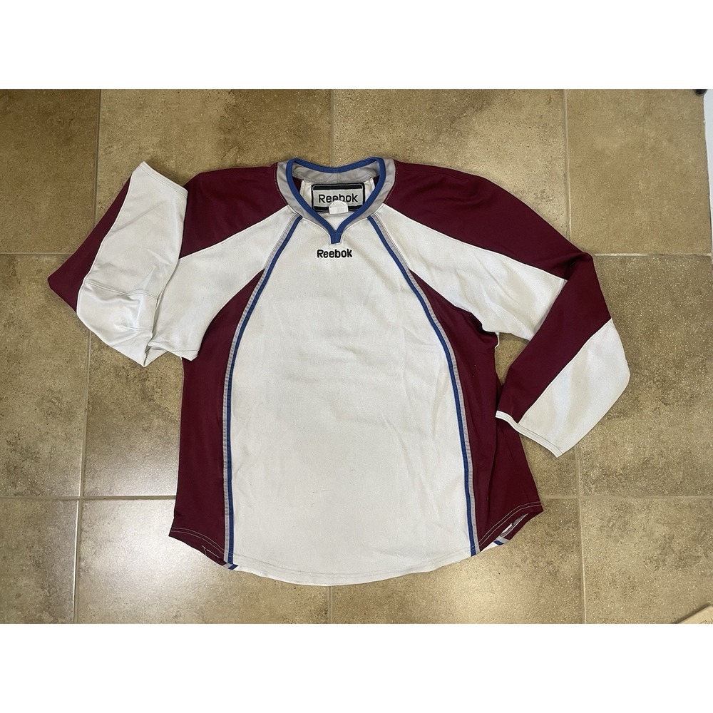 Retro Vtg Inspired Reebok Mens Sz XL White Navy Blue Red Blank Hockey Jersey